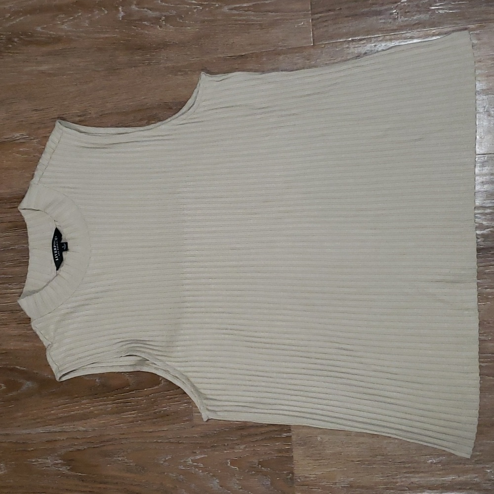 (L) Liverpool Los Angeles Ribbed Knit Mock Neck Business Casual Neutral Taupe